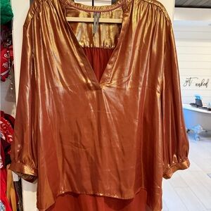 Anthropologie Metallic Bronze Blouse
